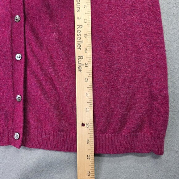 LL Bean Sweater Womens M Red Pink Fair Isle Floral Cardigan Button Front Preppy - Picture 6 of 9